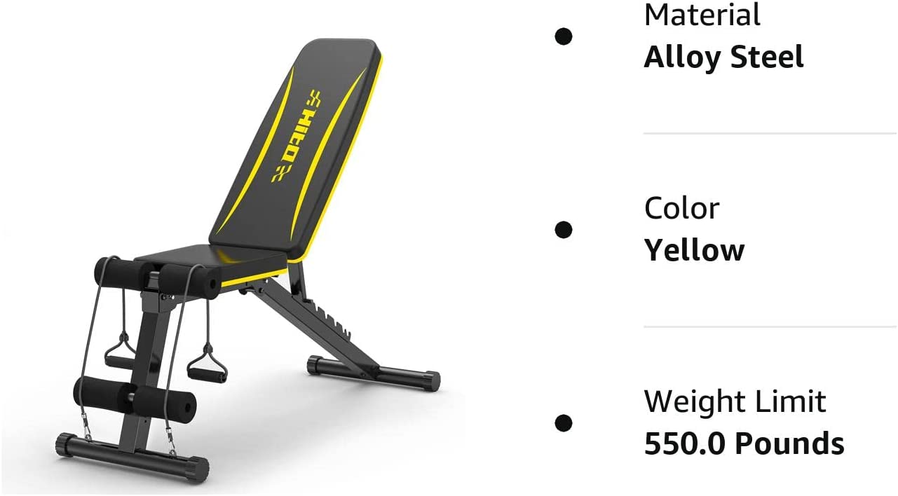 Weight Bench Foldable Strength Training Full Body Exercise w/ Resistance Bands for Home Gym