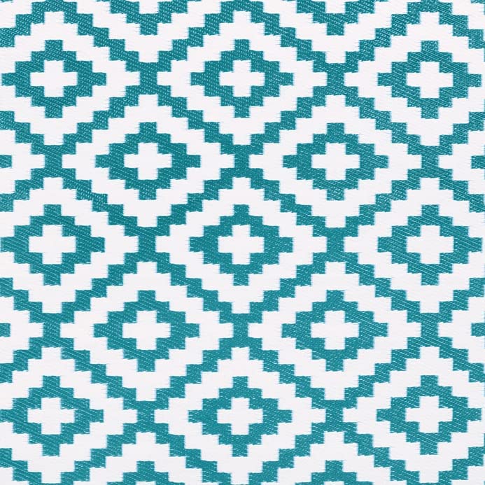 Reversible Outdoor Rug Modern Large Floor Carpets - Nirvana Teal Blue / White, 5 x 8 X ft