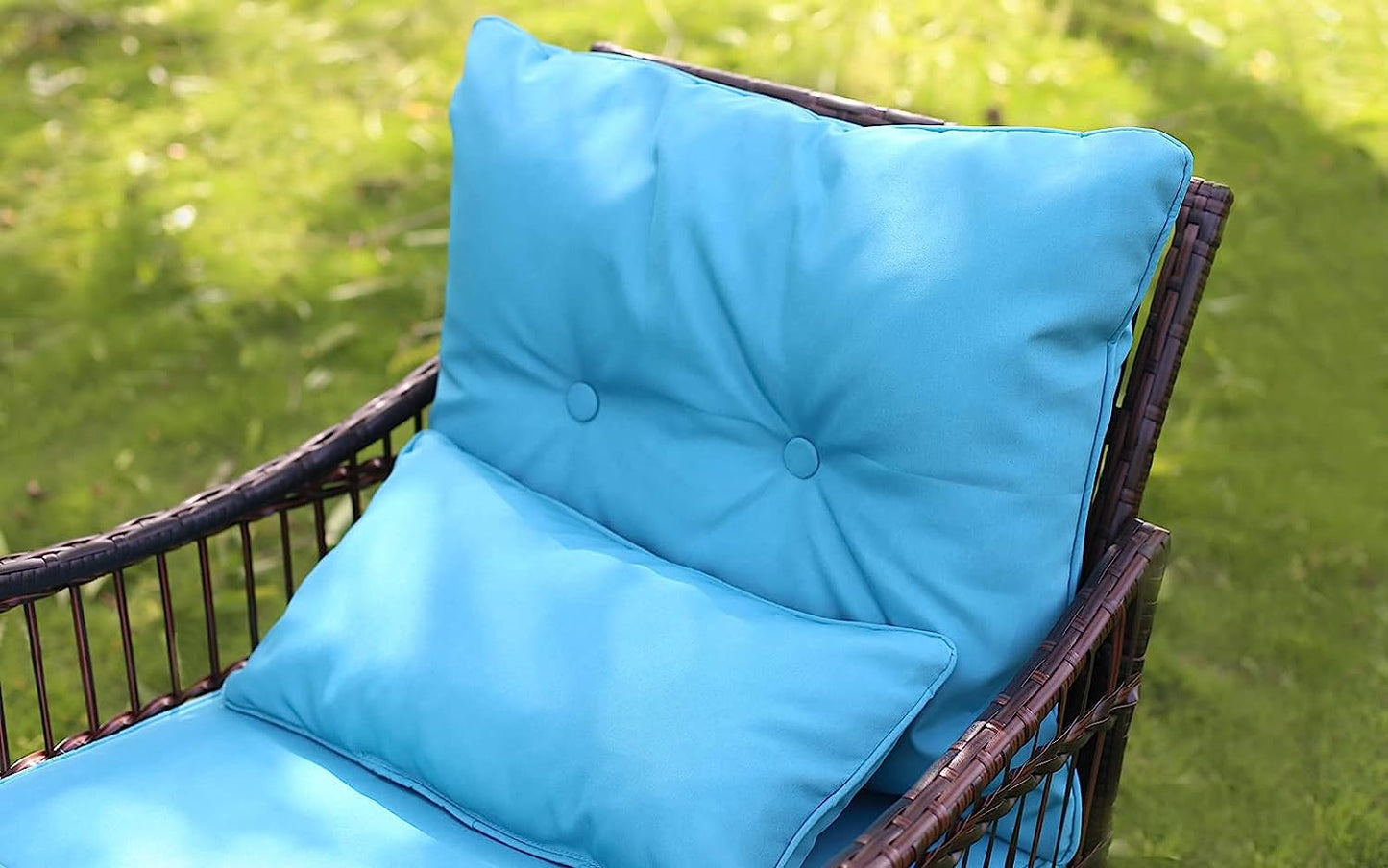 Wicker Rattan Rocking Chairs Patio Conversation Furniture Bistro Set of 3