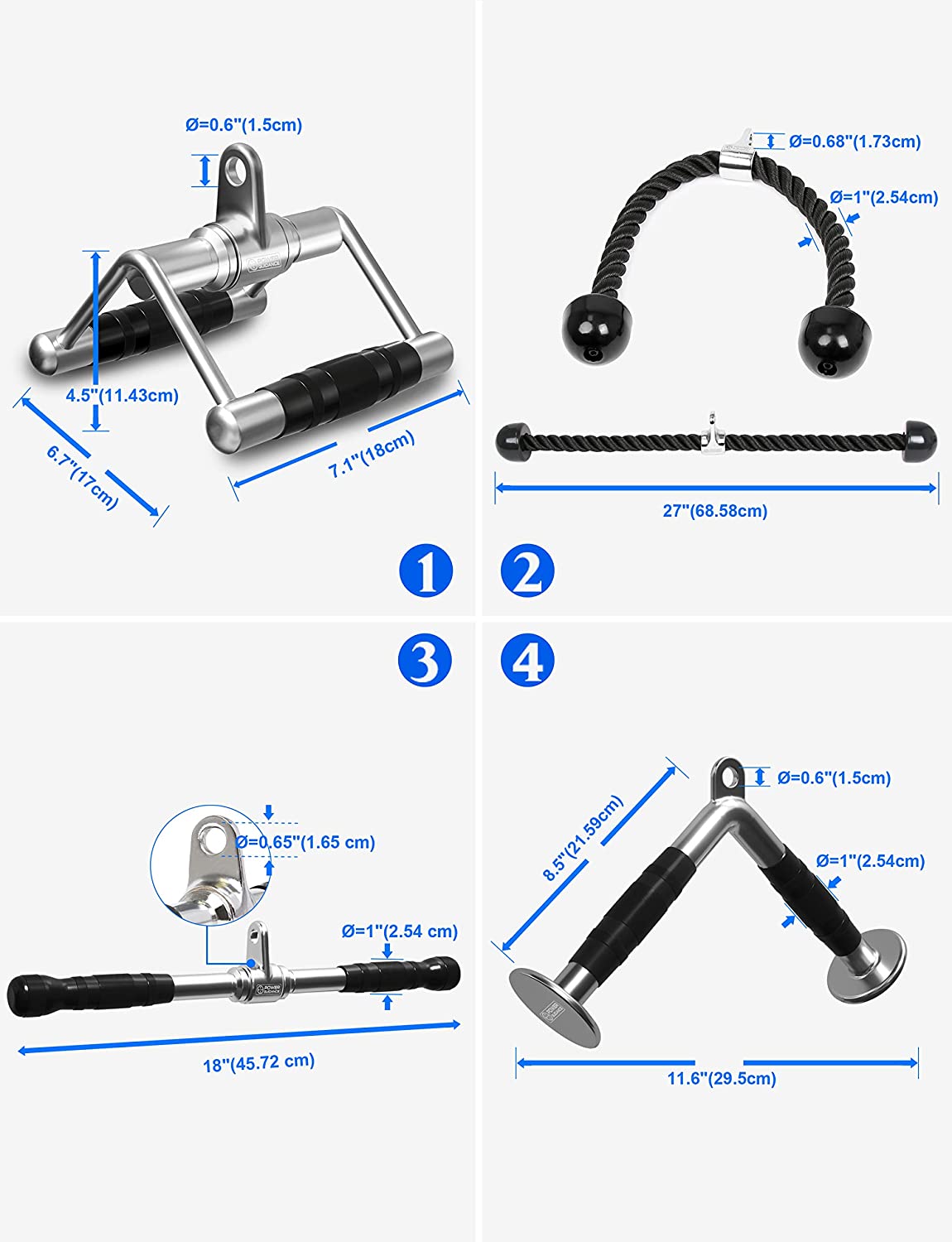 Triceps Pull Down Attachment Cable Machine Accessories for Home Gym