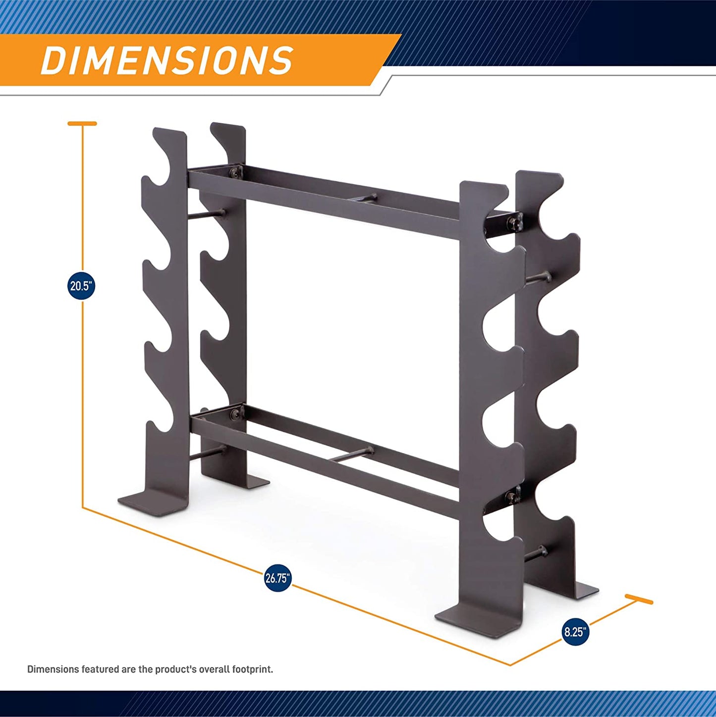 Dumbbell Rack Weight Stand for Home Gym 20.50 x 8.50 x 27.00 inches, Black