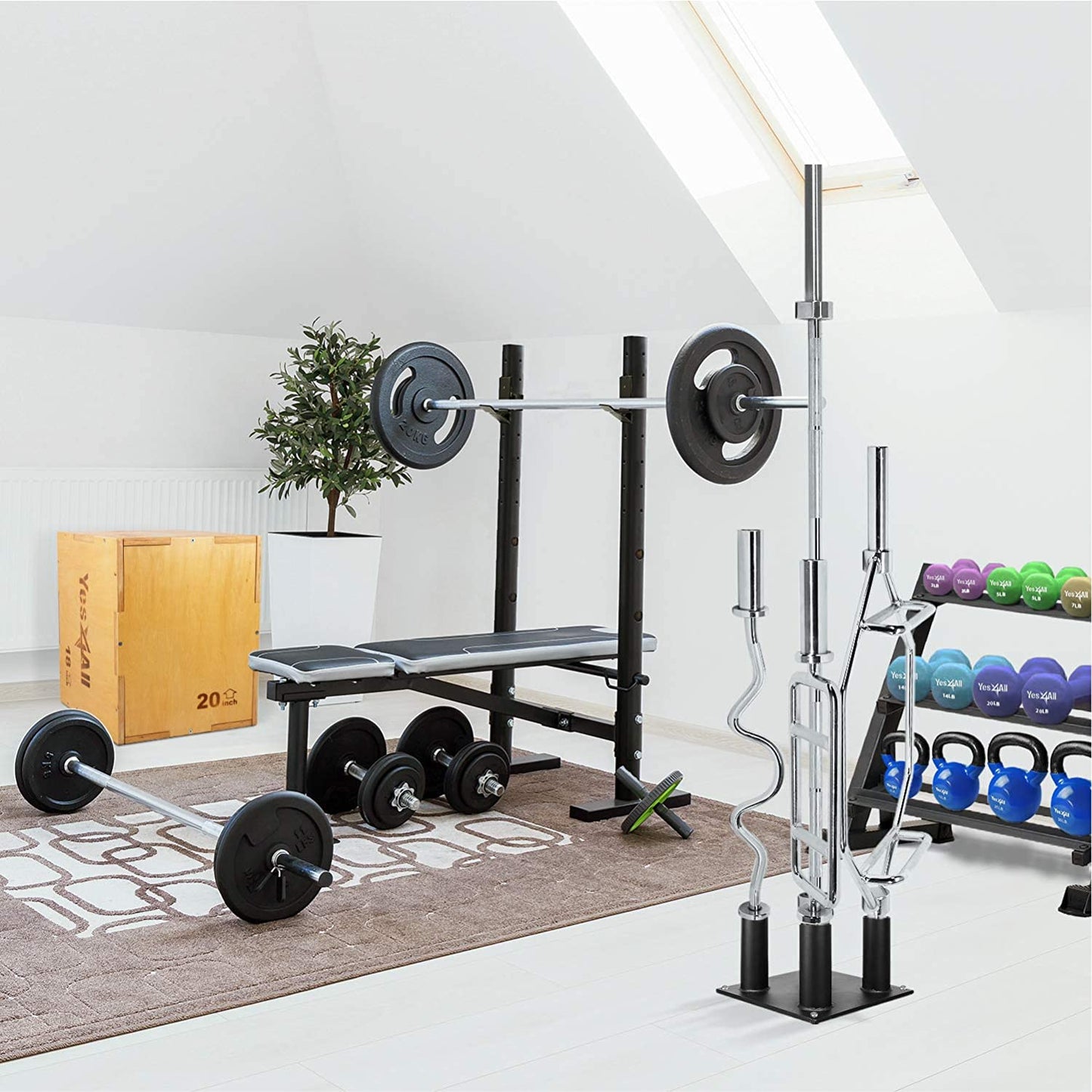 Barbell Holder Vertical Storage Rack Fit 2" Olympic Bar (5 Bars)