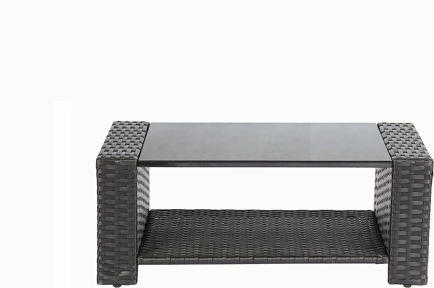 4 Pieces Outdoor Furniture Complete Patio Cushion Wicker PE Rattan Garden Set Black