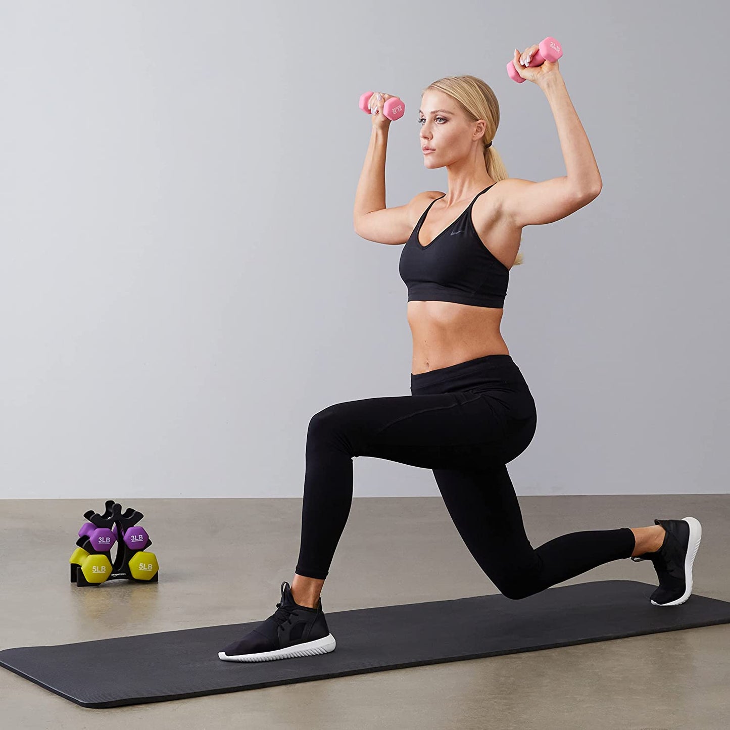 Dumbbell Weight Set Neoprene Coated Cast Iron with Stand