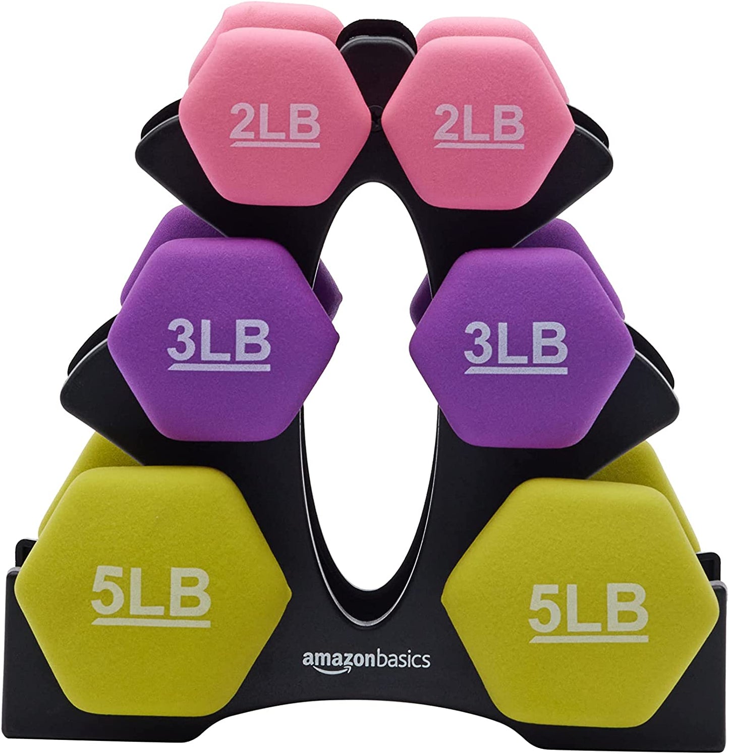 Dumbbell Weight Set Neoprene Coated Cast Iron with Stand