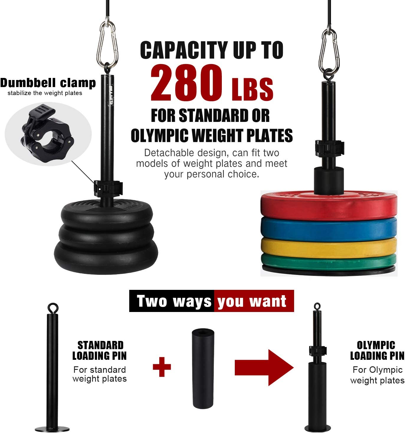 LAT & Lift Pulley System Dual Cable Machine (70''&90'') w/ Loading Pin for Triceps