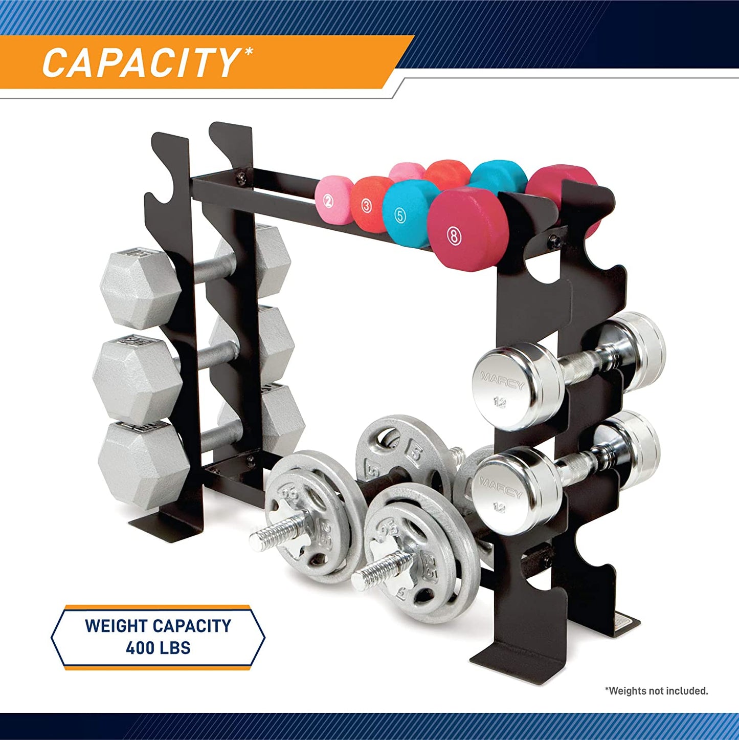 Dumbbell Rack Weight Stand for Home Gym 20.50 x 8.50 x 27.00 inches, Black