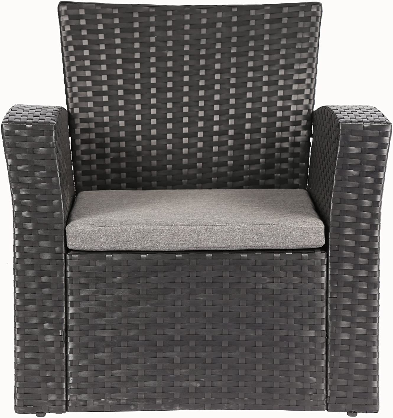 4 Pieces Outdoor Furniture Complete Patio Cushion Wicker PE Rattan Garden Set Black