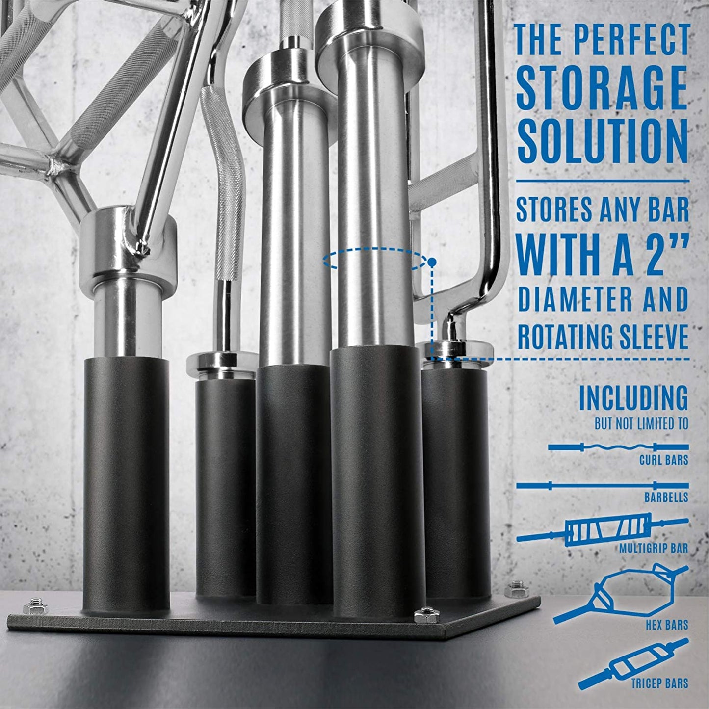 Barbell Holder Vertical Storage Rack Fit 2" Olympic Bar (5 Bars)