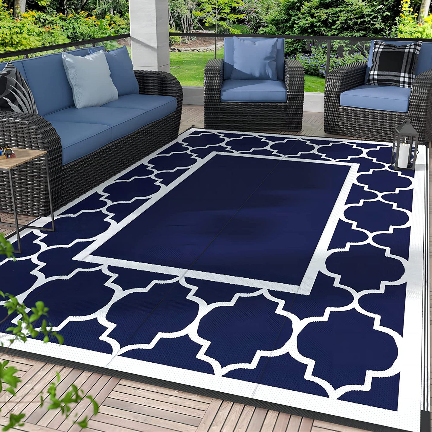 Outdoor Rug for Patio, Reversible Plastic Waterproof Rugs 8'x10'