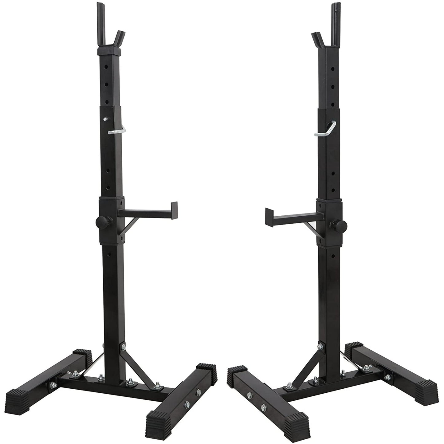 Pair of Adjustable Barbell Rack Stand Squat Bench Press Home GYM Weightlifting Fitness Exercise