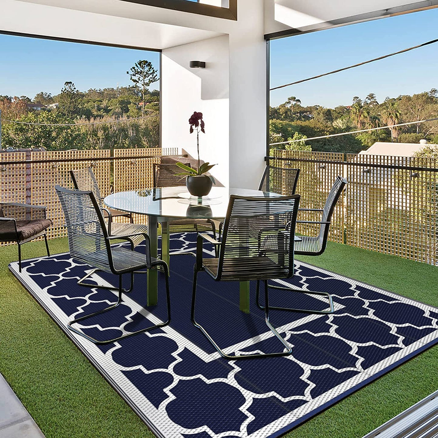 Outdoor Rug for Patio, Reversible Plastic Waterproof Rugs 8'x10'
