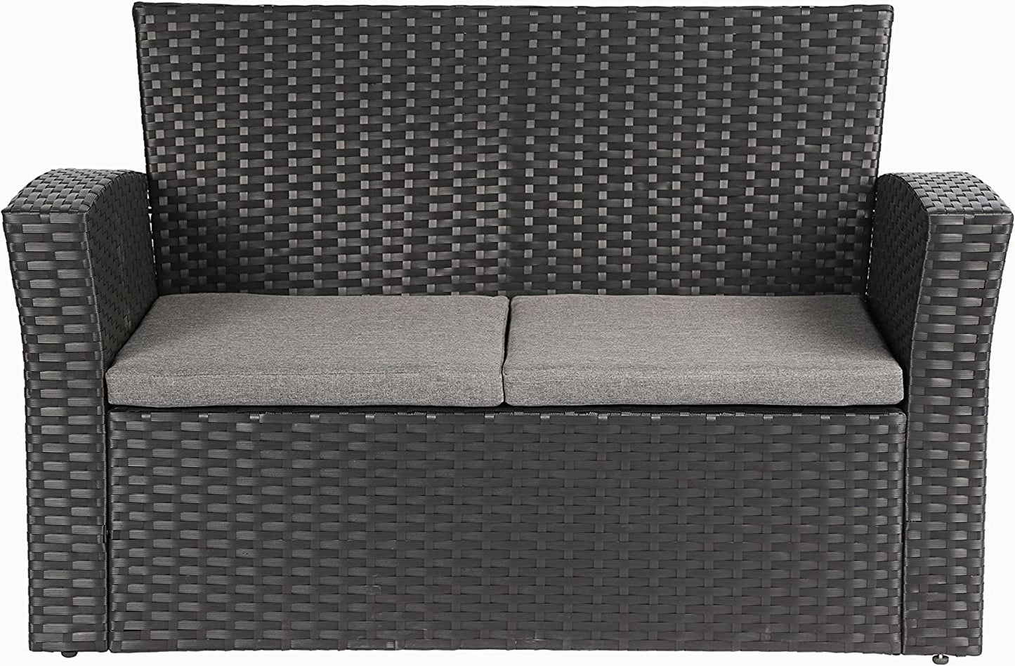 4 Pieces Outdoor Furniture Complete Patio Cushion Wicker PE Rattan Garden Set Black