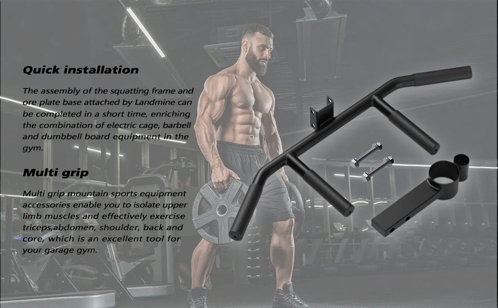 T Bar Row Multi-Grip Handle Bar Attachment with Rubber Grip