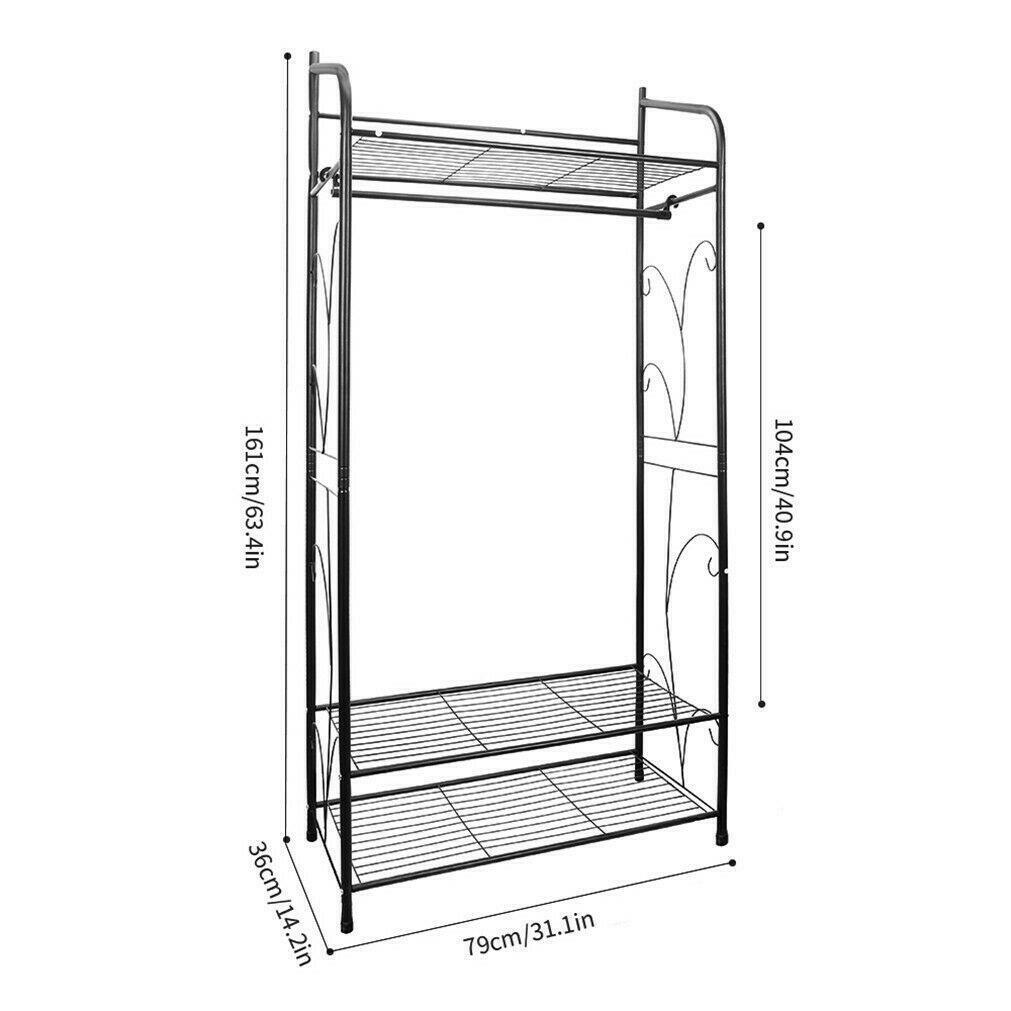 Clothes Double Rail Rack Garment Hanging Heavy Duty Organizer Coat Storage Shelf