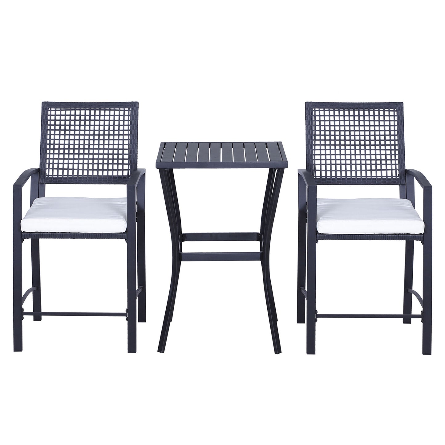 Patio Furniture Rattan Wicker Bistro Set Bar Table 3PC