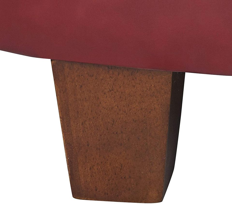 Round Leatherette Storage Ottoman with Lid, Cinnamon Red