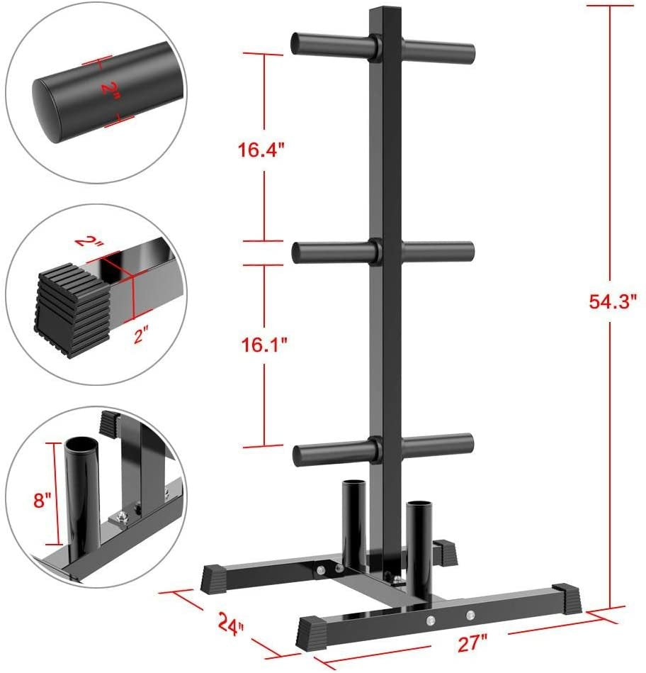 2'' Olympic Plate & Bar Holder Weight Bumper Plates Tree Stand Rack