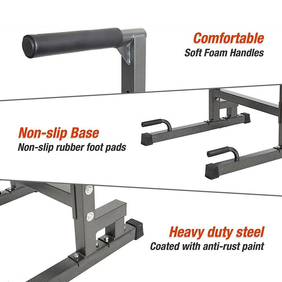 Multifunction Dip Station Power Tower Pull Up Stand Adjustable Home Gym