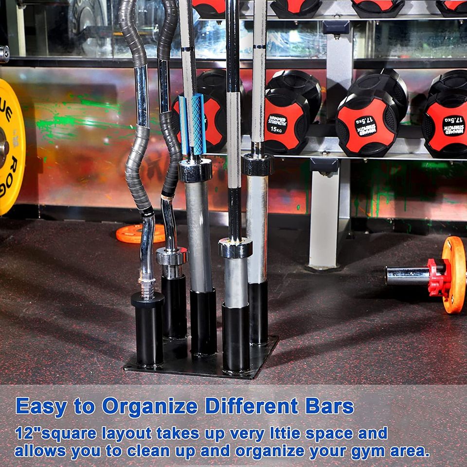 Barbell Storage Holder for 1" and 2" Olympic Bars EZ-Bars Trap Bars (5 Bars)
