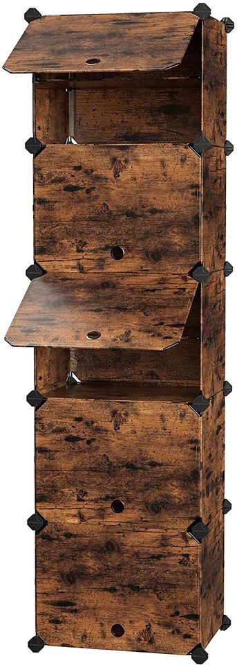 Shoe Rack with Plastic Panels, 10-Slot Storage Organizer Unit with Doors