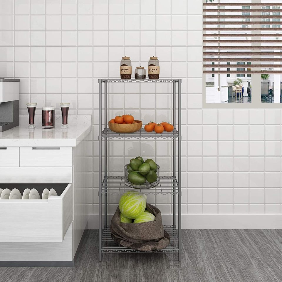 Wire Shelving 4-Tier Shelves Unit Metal Storage Rack Durable Organizer for Pantry Closet Grey