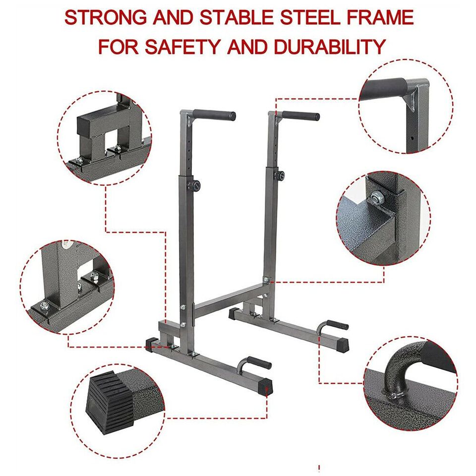 Multifunction Dip Station Power Tower Pull Up Stand Adjustable Home Gym