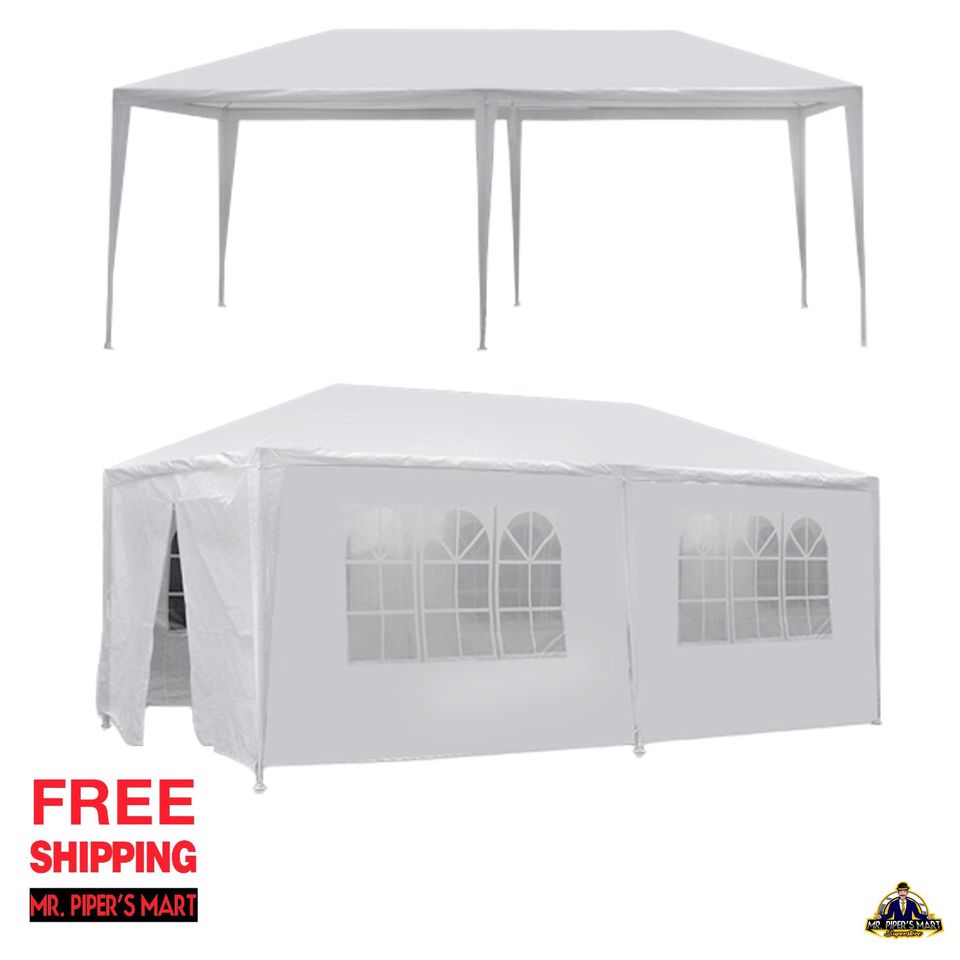 Outdoor Gazebo Canopy Wedding Party Tent 6 Removable Window Walls 10'x20' White