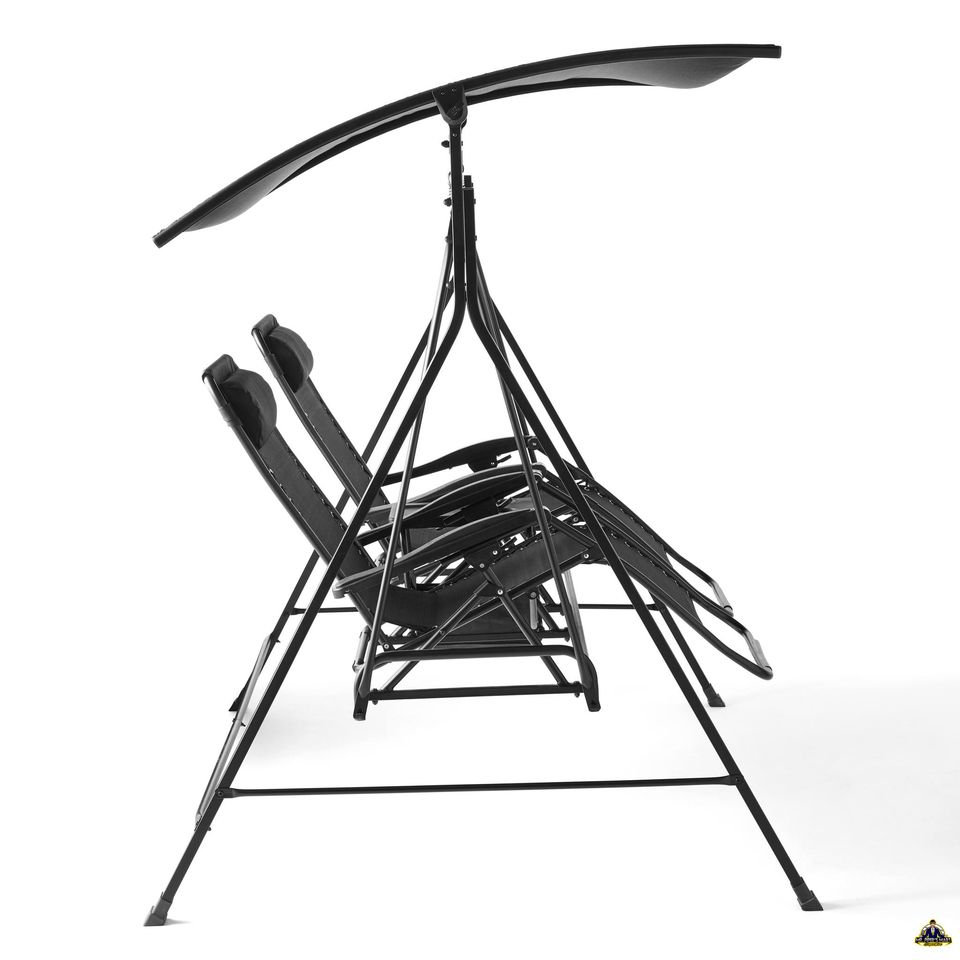 Zero Gravity Outdoor Reclining Swing Canopy 2 Person, Black