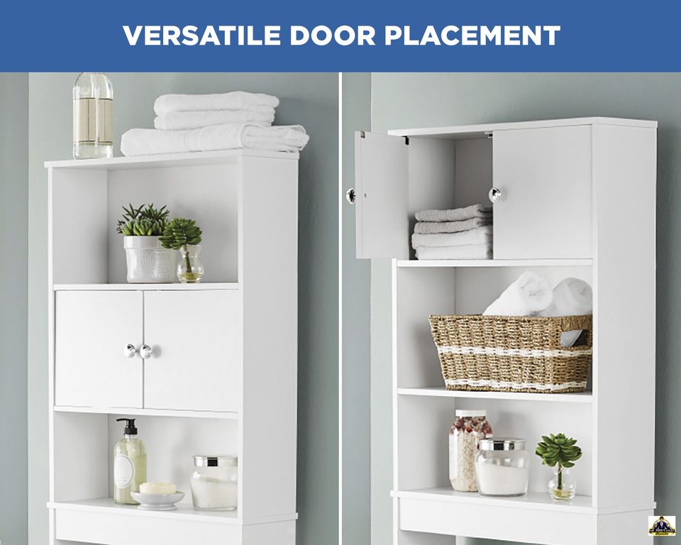 Bathroom Space Saver with 3 Fixed Shelves over the Toilet Storage