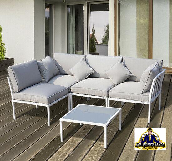Patio Garden Sofa Set Sectional Furniture Outdoor Couch W/ Cushion Lawn Grey 5PC