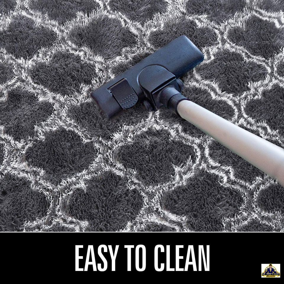 Area Rug Indoor Geometric Moroccan Extra Soft and Comfy Carpet, 6x9 Feet Dark Grey/White