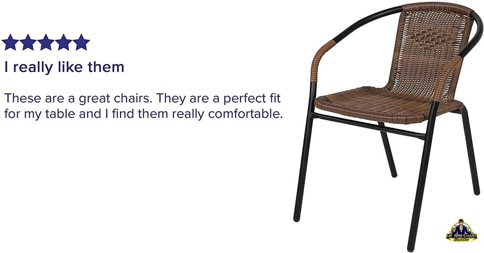 Restaurant Stack Chair Medium Brown Rattan Indoor-Outdoor 2 Pack