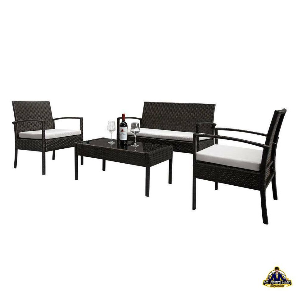 Patio Furniture Set Garden Lawn Sofa Set /w Cushion Seat 4 PCS Rattan
