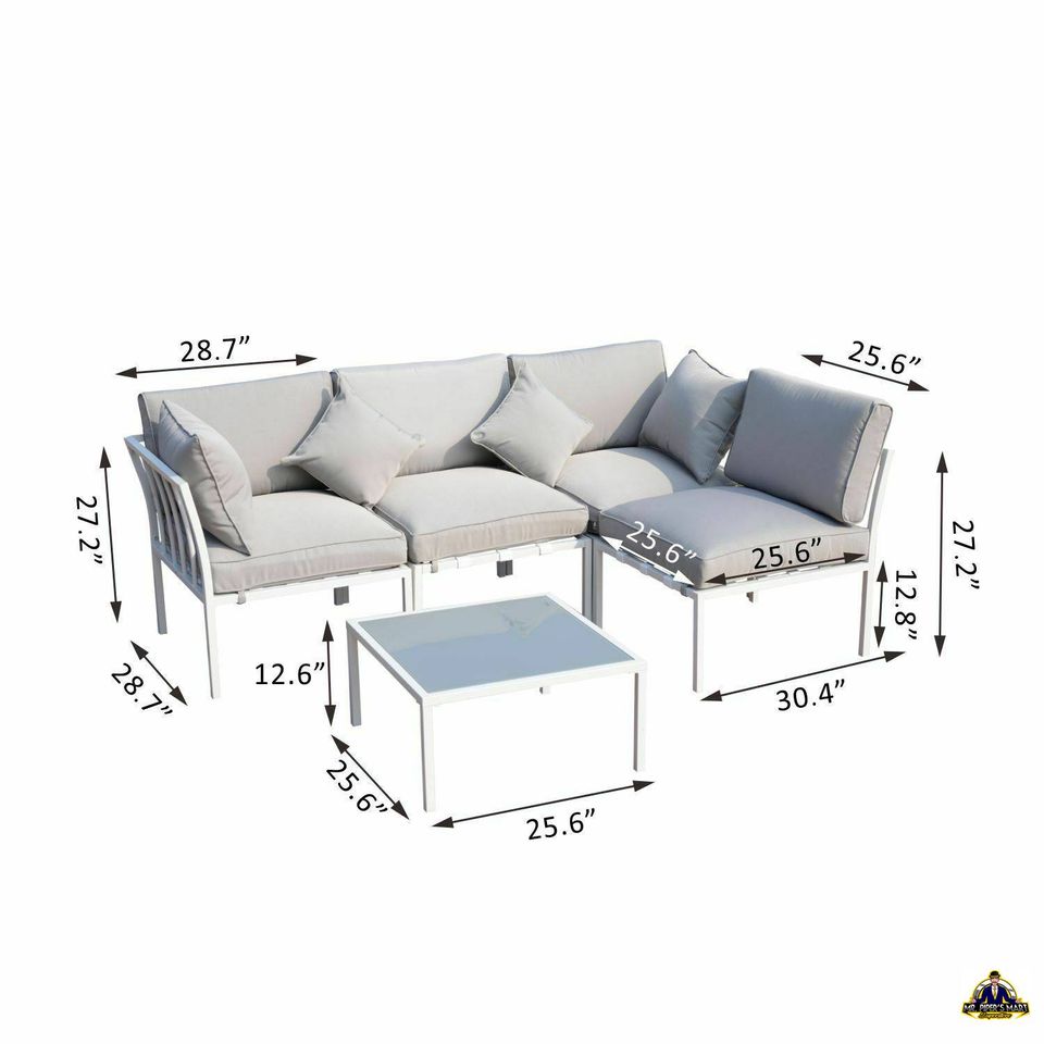 Patio Garden Sofa Set Sectional Furniture Outdoor Couch W/ Cushion Lawn Grey 5PC