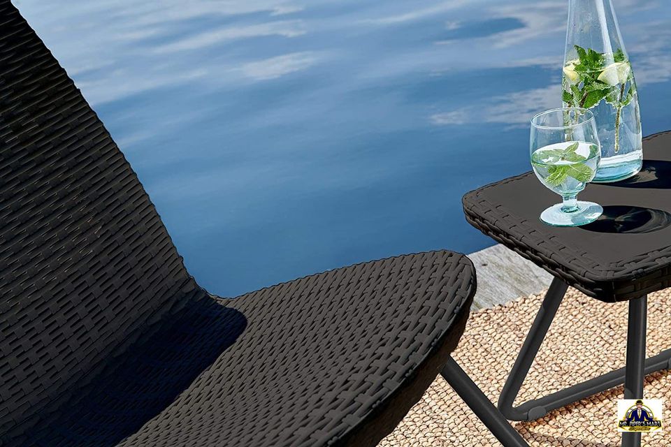 Patio Furniture Set with Side Table and Outdoor Chairs, Dark Grey