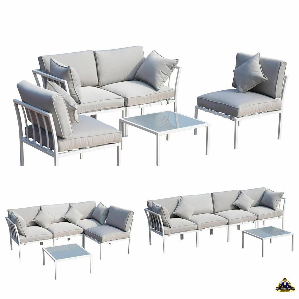 Patio Garden Sofa Set Sectional Furniture Outdoor Couch W/ Cushion Lawn Grey 5PC