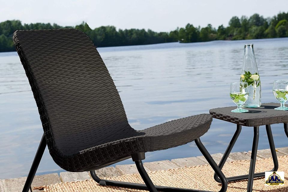 Patio Furniture Set with Side Table and Outdoor Chairs, Dark Grey
