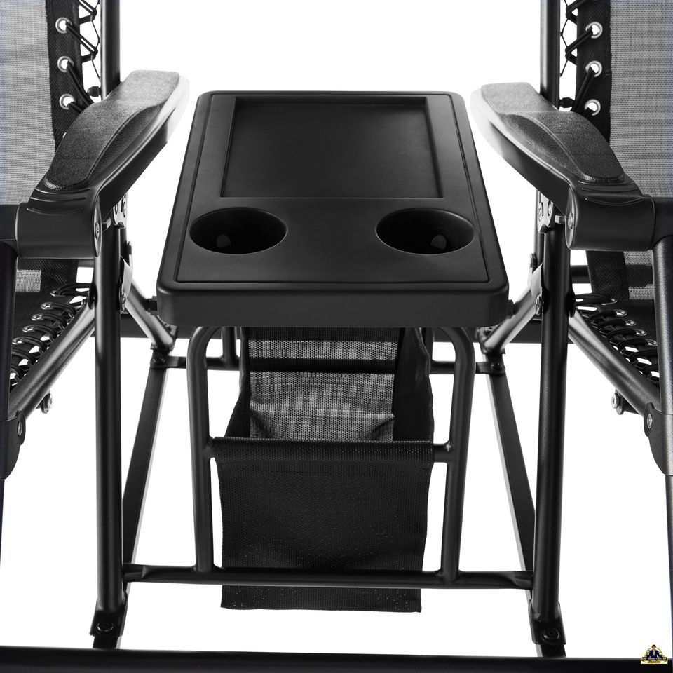 Zero Gravity Outdoor Reclining Swing Canopy 2 Person, Black