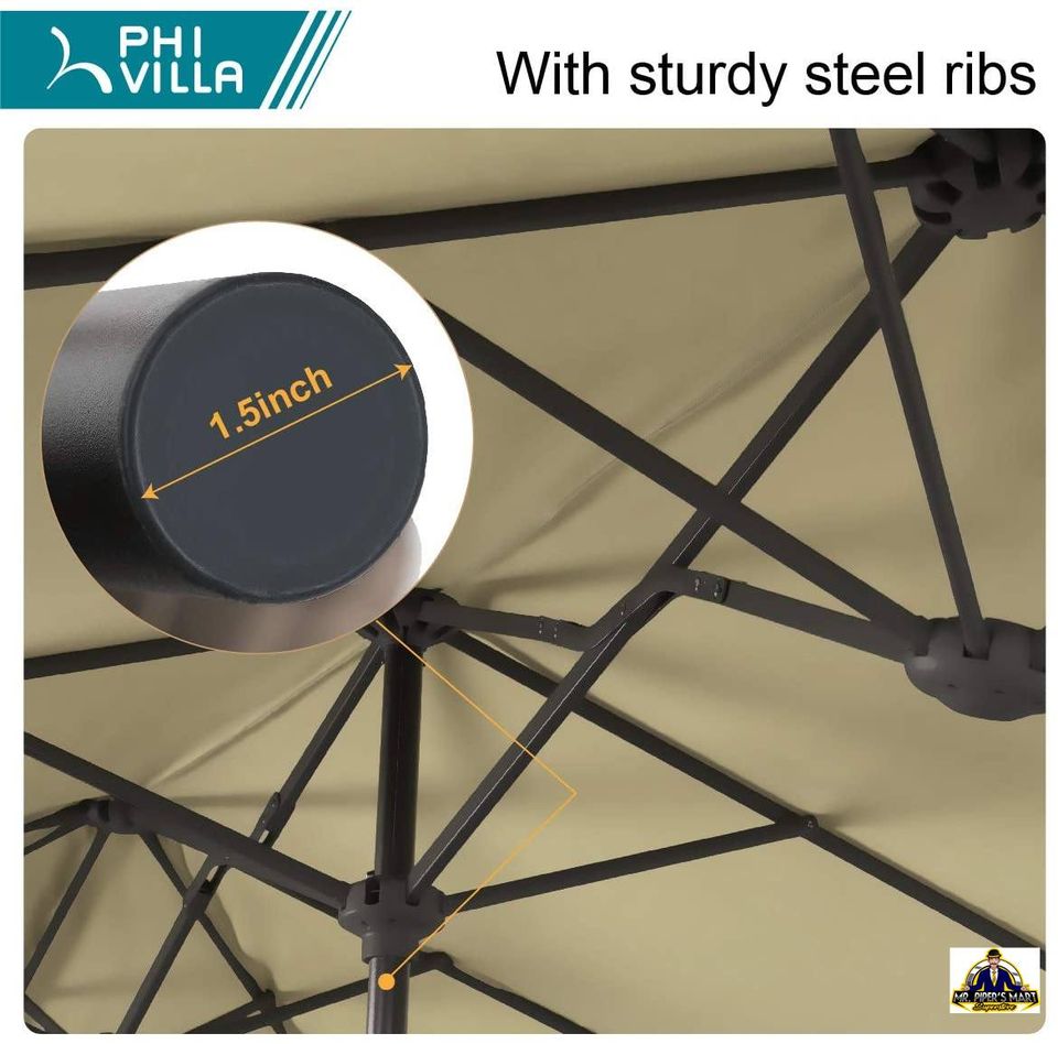 Patio Umbrella Double-Sided Twin with Crank, Beige 13ft Large