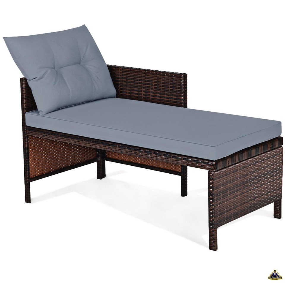 Patio Wicker Rattan Sofa Set Outdoor Sectional Conversation Set 3PCS