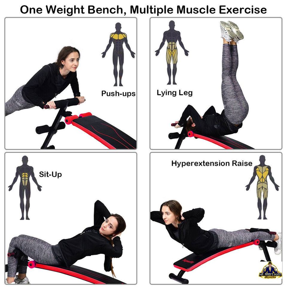 Folding Weight Bench Adjustable Sit-up Board Workout Slant Bench Red