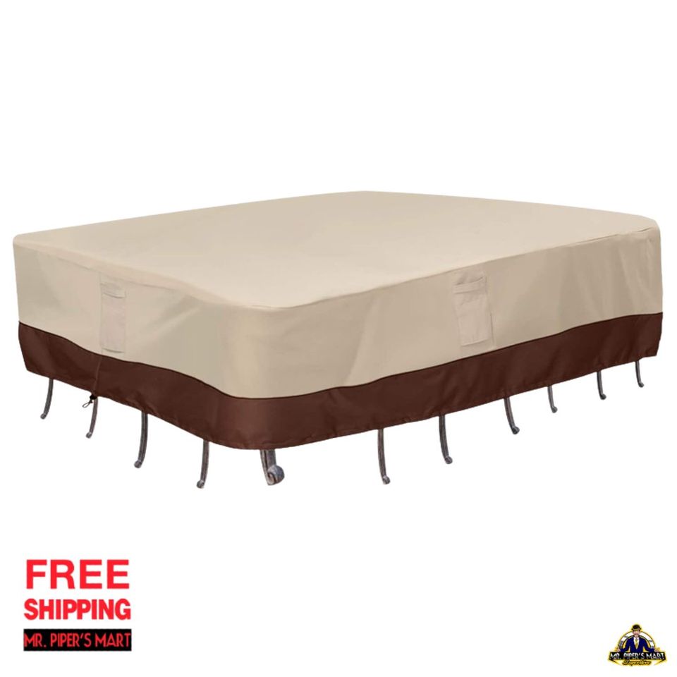 Waterproof Patio Furniture Set Cover with Padded Handles Beige Brown 110x84x28