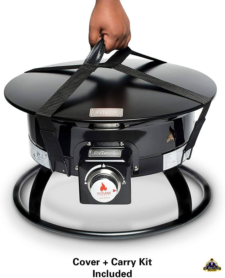 Gas Fire Pit with Cover & Carry Kit Outdoor Portable Propane 19-Inch Diameter 58,000 BTU