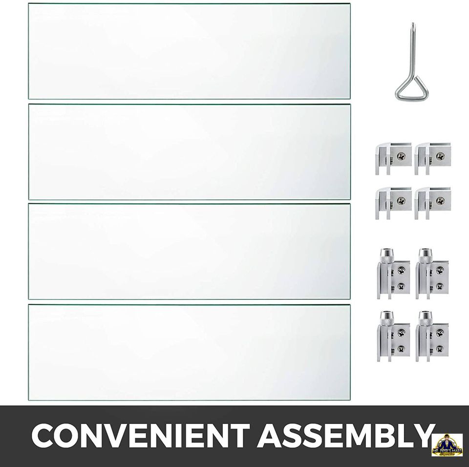 Fire Pit Wind Glass Flame Guard w/ 5/16Inch Thickness Clear Tempered Glass & Non-Slip