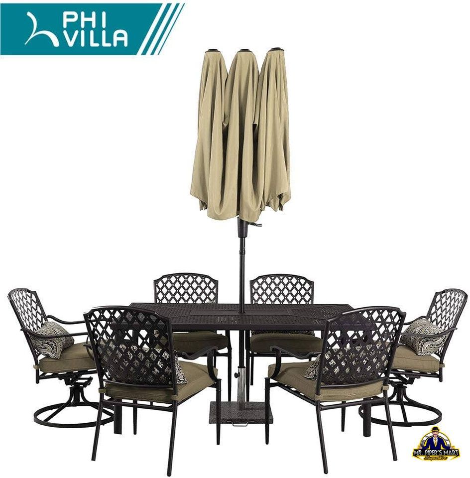 Patio Umbrella Double-Sided Twin with Crank, Beige 13ft Large