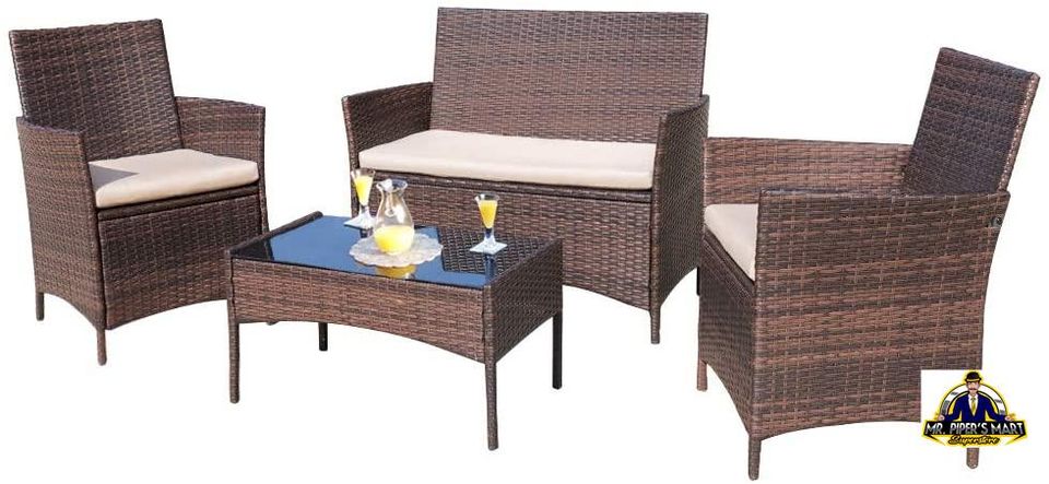 Outdoor Patio Furniture Sets Rattan Chair 4 Pieces