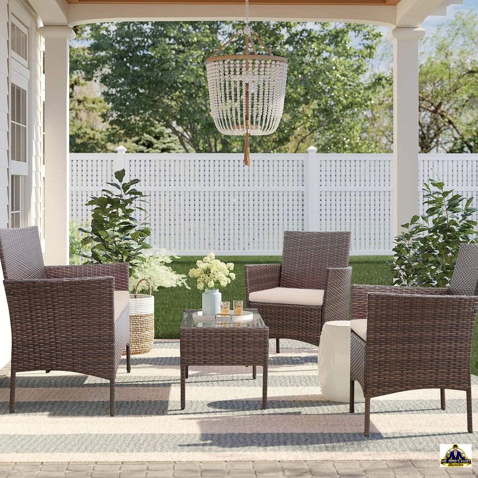 Outdoor Patio Furniture Sets Rattan Chair 4 Pieces