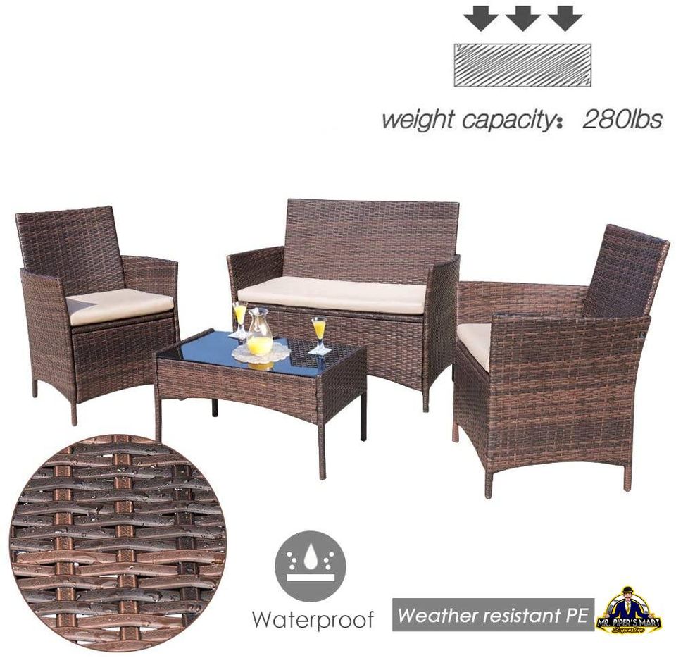 Outdoor Patio Furniture Sets Rattan Chair 4 Pieces