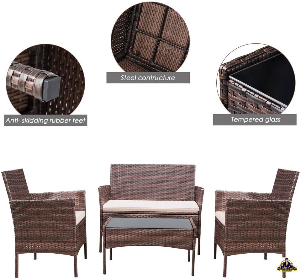 Outdoor Patio Furniture Sets Rattan Chair 4 Pieces